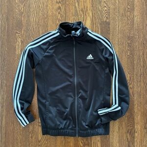 adidas Black Track Jacket with White Stripes
